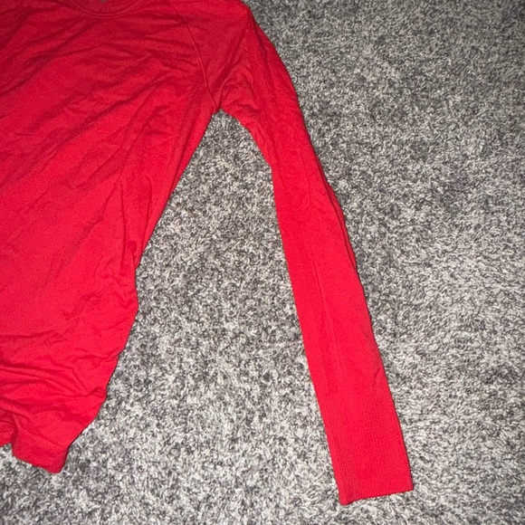 Red Athletic Long Sleeve Top - Picture 2 of 5